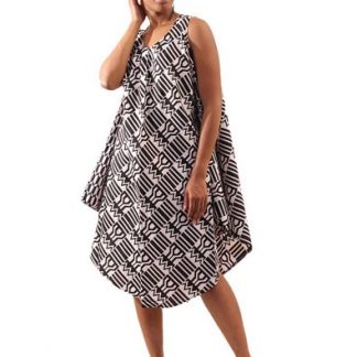 Black White Kente Umbrella Dress