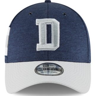 Men's New Era Navy_Gray Dallas Cowboys 2018 NFL Sideline Home Official 39THIRTY Flex Hat Front