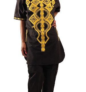 Women's Embroidered Black Pant Set