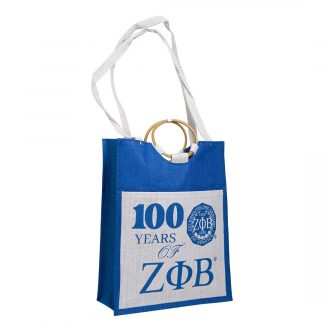 Zeta Phi Beta Large Pocket Centennial Jute Bag