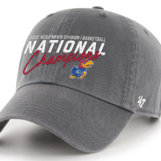 '47 Kansas Jayhawks Charcoal 2022 NCAA Men's Basketball National Champions Script Clean Up Adjustable Hat