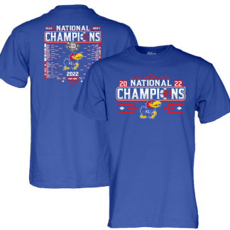 Blue 84 Kansas Jayhawks Royal 2022 NCAA Men's Basketball National Champions Bracket T-Shirt