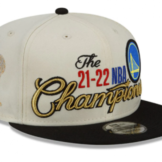 Golden State Warriors New Era 2022 NBA Finals Champion Locker Room 9FIFTY Snapback Adjustable Hat - White/Black
