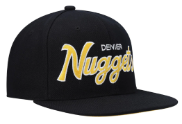 Denver Nuggets Mitchell & Ness Hardwood Classics Script 2.0 Snapback Hat - Black