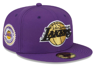 Los Angeles Lakers New Era 17x NBA Champions Metallic Undervisor 59FIFTY Fitted Hat - Purple