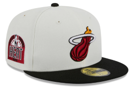Miami Heat New Era Retro City Conference Side Patch 59FIFTY Fitted Hat - Cream_Black
